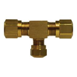 38057 Reducing Branch Tee, 1/2 in Tube OD x 1/2 in Tube OD x 3/8 in Tube OD, Brass - GetHydraulics.com