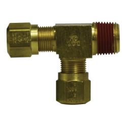 38128 Run Tee, 3/8 in Tube OD x 3/8 in Male NPTF x 3/8 in Tube OD, Brass - GetHydraulics.com