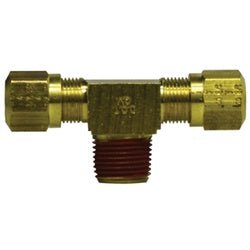 38131 Branch Tee, 3/16 in Tube OD x 3/16 in Tube OD x 1/8 in MNPTF, Brass - GetHydraulics.com
