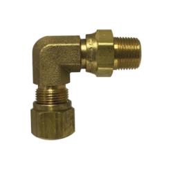 38152S 45 deg Swivel Elbow, 3/8 in Tube OD x 3/8 in Male NPTF, Brass - GetHydraulics.com