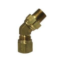 38154S 45 deg Swivel Elbow, 1/2 in Tube OD x 3/8 in Male NPTF, Brass - GetHydraulics.com