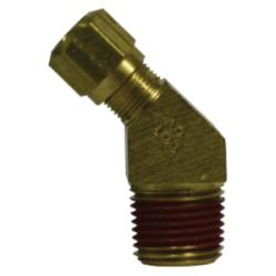 38158 45 deg Elbow, 3/4 in Tube OD x 1/2 in Male NPTF, Brass - GetHydraulics.com
