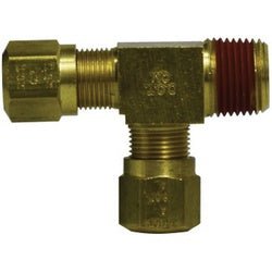 38160 Run Tee, 5/8 in Tube OD x 5/8 in MPT x 1/2 in Tube OD, Brass - GetHydraulics.com