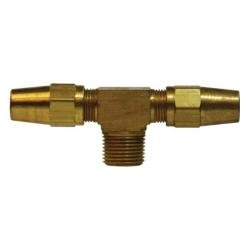 38280 Branch Tee, 1/2 in Tube OD x 1/2 in Male NPTF x 3/8 in Male NPTF, Brass - GetHydraulics.com