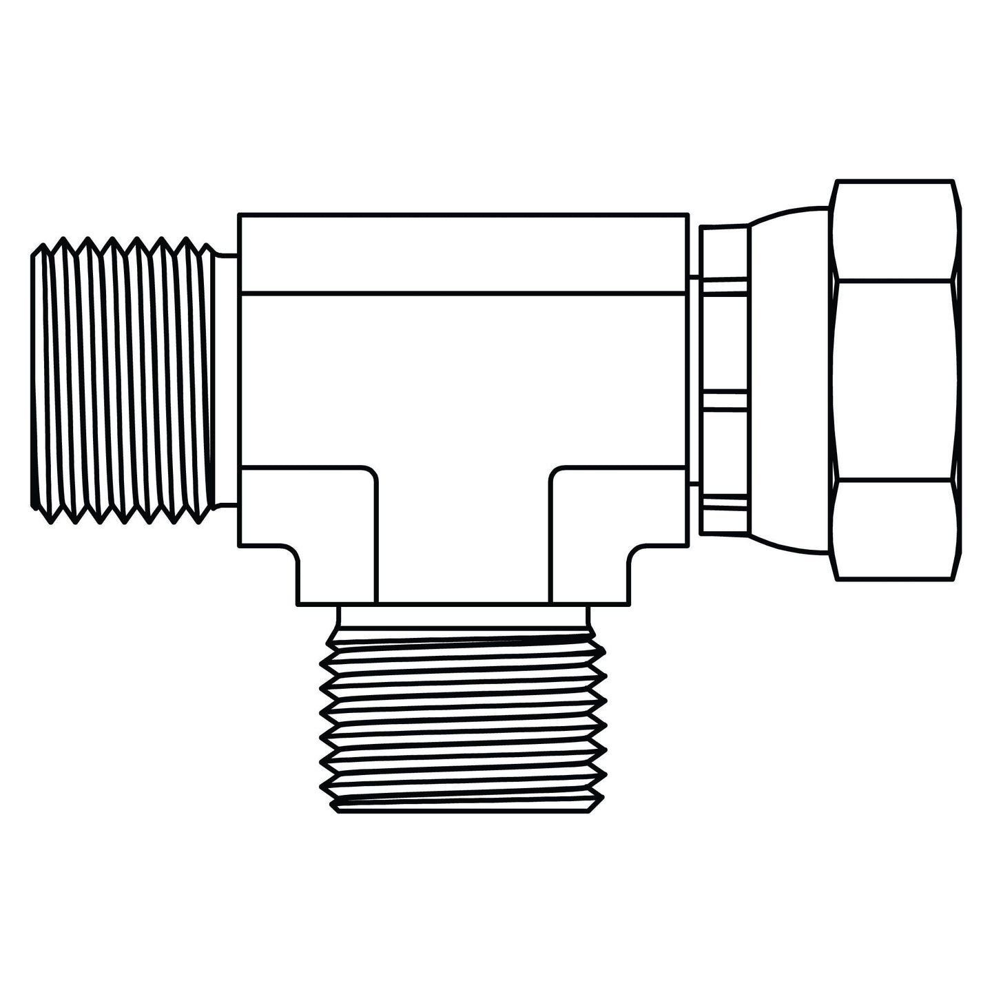 3854 - 16 - 16 - 16 BSPP Swivel Run Tee - GetHydraulics.com