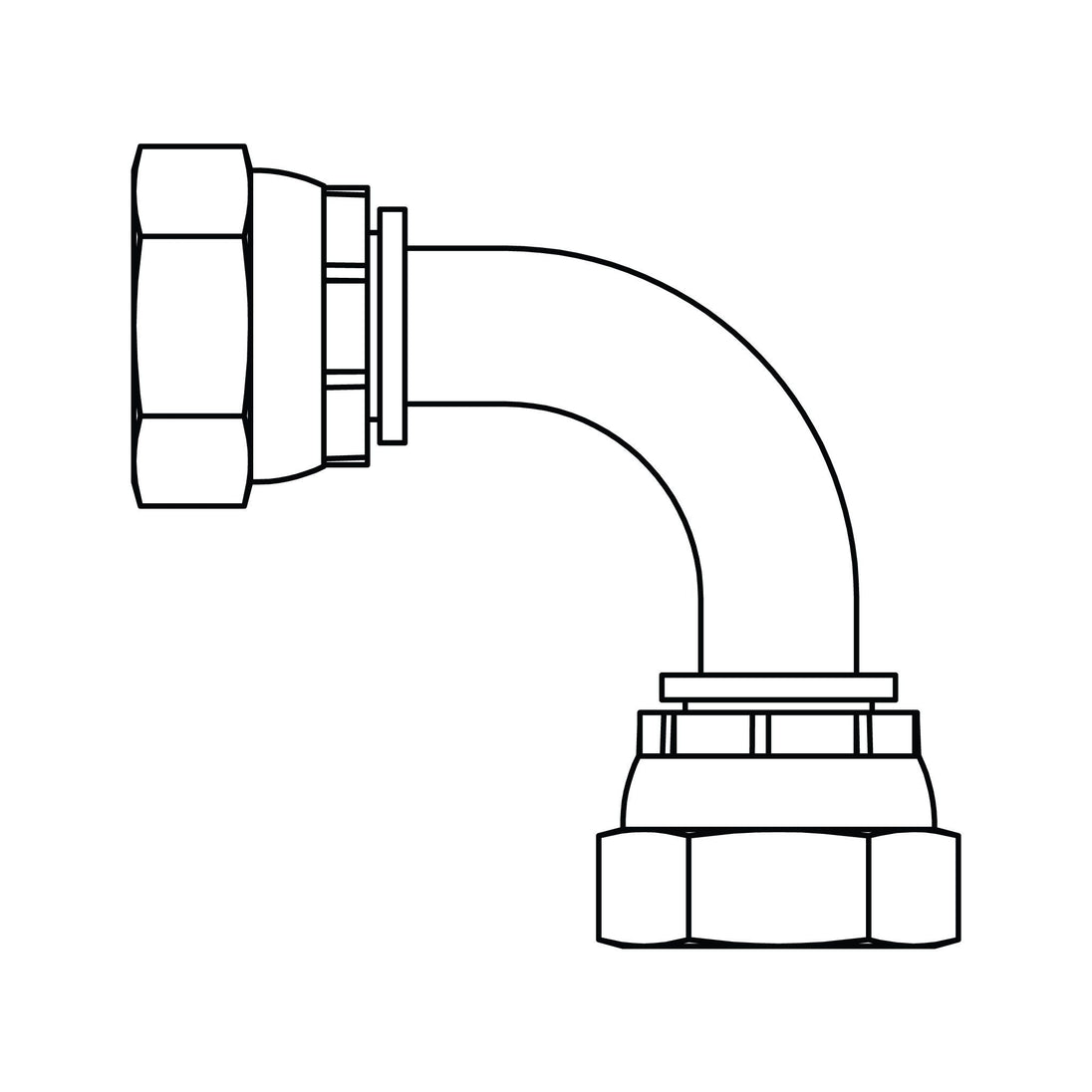 3901 - 20 - 20 BSPP Swivel Union Elbow 90 Bent Tube - GetHydraulics.com