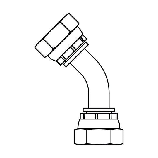3903 - 06 - 06 BSPP Swivel Union Elbow 45 Bent Tube - GetHydraulics.com