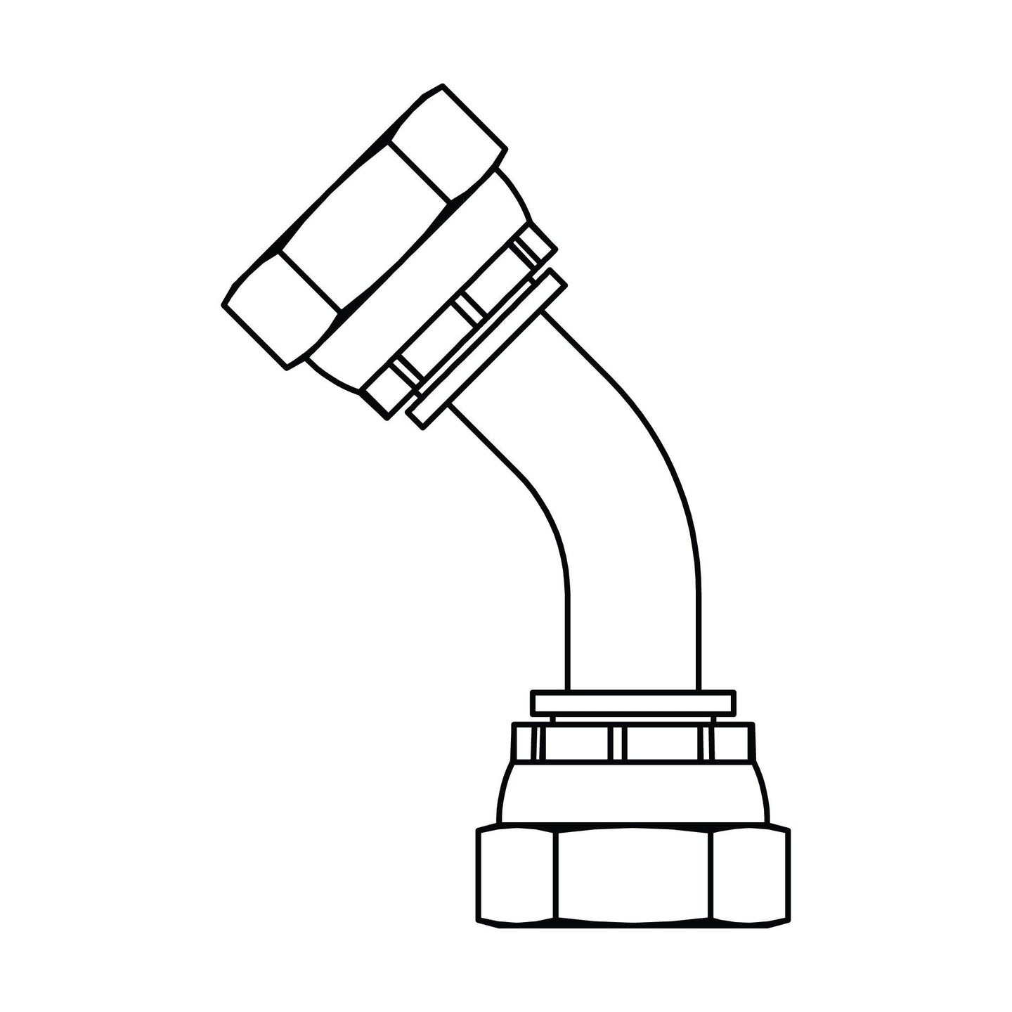 3903 - 16 - 16 BSPP Swivel Union Elbow 45 Bent Tube - GetHydraulics.com