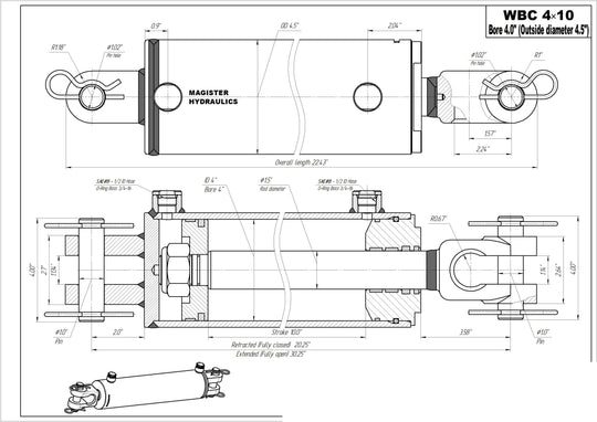 4" BORE AG Clevis Hydraulic Cylinders - GetHydraulics