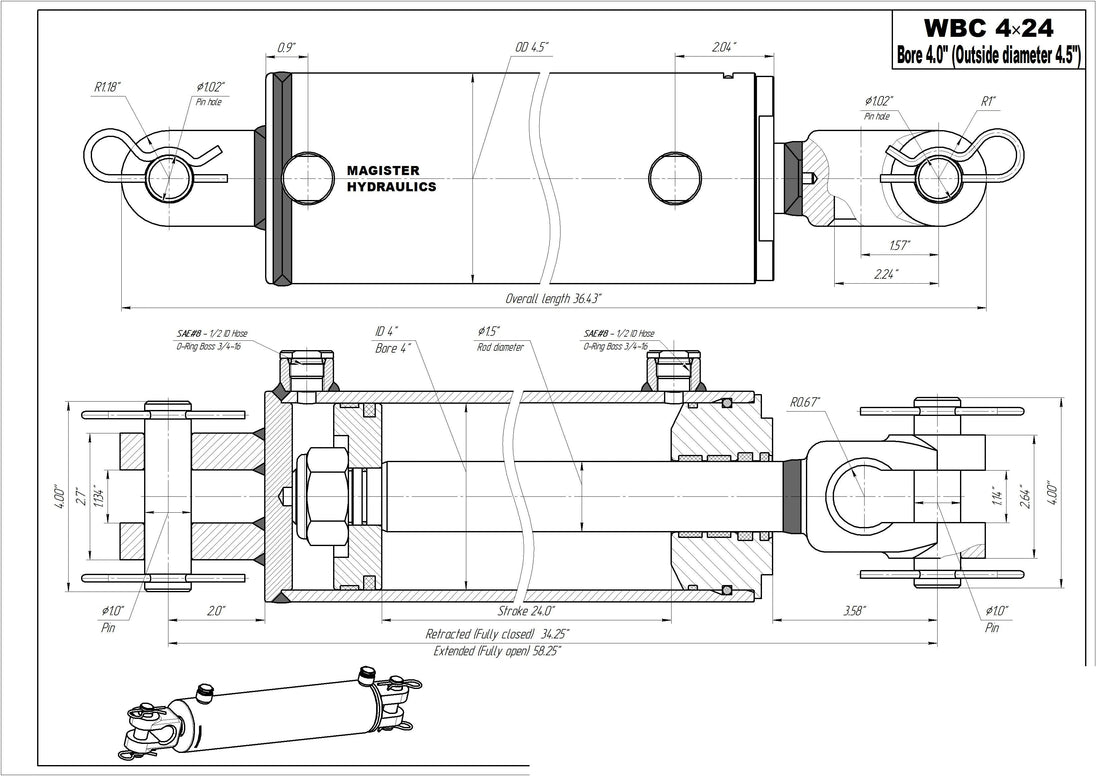 4" BORE AG Clevis Hydraulic Cylinders - GetHydraulics