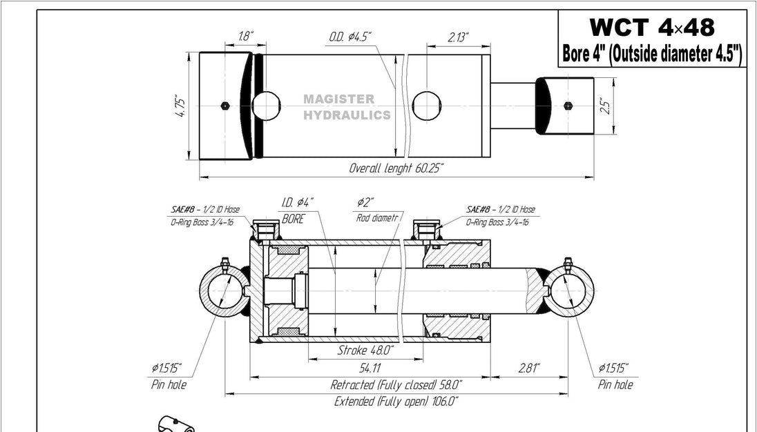 4" Bore Cross Tube Hydraulic Cylinders - GetHydraulics