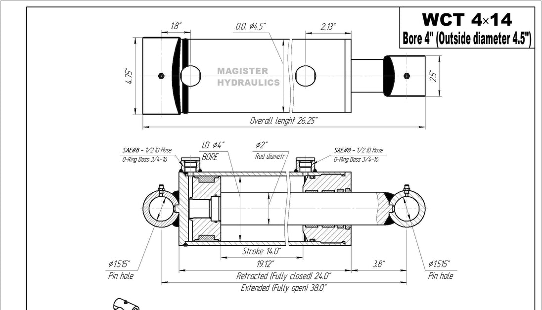 4" Bore Cross Tube Hydraulic Cylinders - GetHydraulics