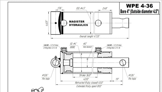 4" Bore Pin Eye Cylinders - GetHydraulics