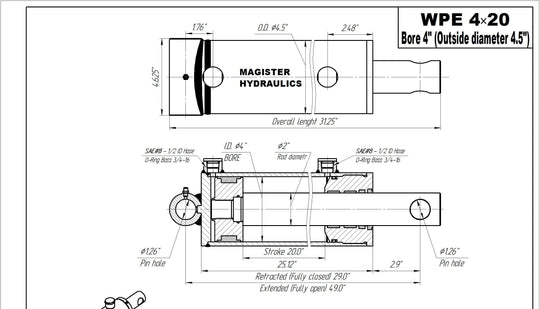 4" Bore Pin Eye Cylinders - GetHydraulics