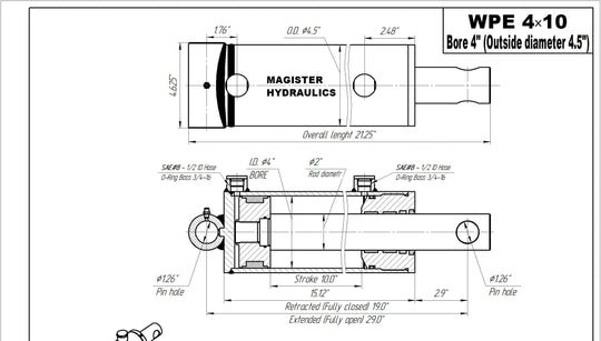 4" Bore Pin Eye Cylinders - GetHydraulics