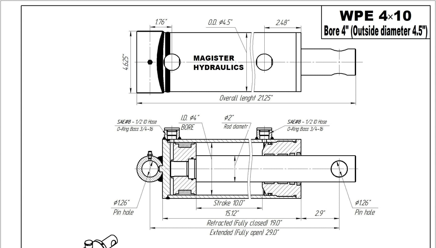 4" Bore Pin Eye Cylinders - GetHydraulics