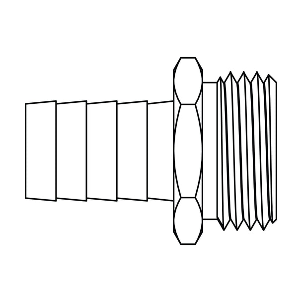 4144 - 12 - 12 Garden Hose Barb (GHB) to GHT, Brass - GetHydraulics