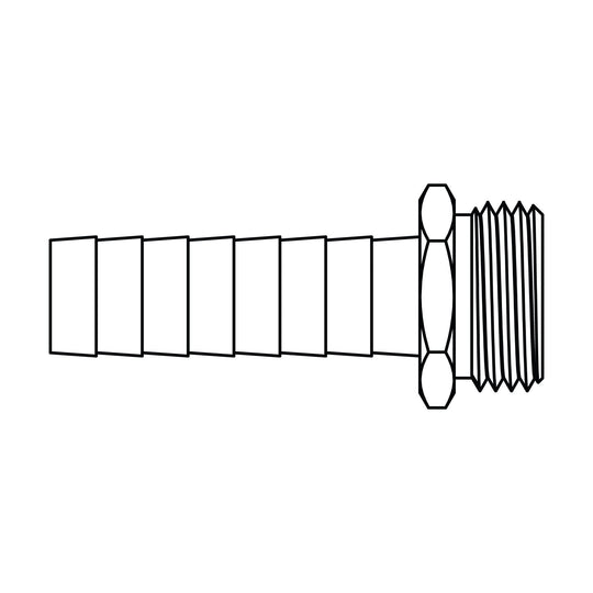 4144 - L - 08 - 12 Long Shank Garden Hose Barb (GHB) to GHT, Brass - GetHydraulics.com