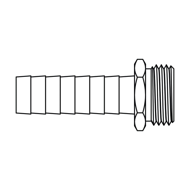 4144 - L - 08 - 12 Long Shank Garden Hose Barb (GHB) to GHT, Brass - GetHydraulics