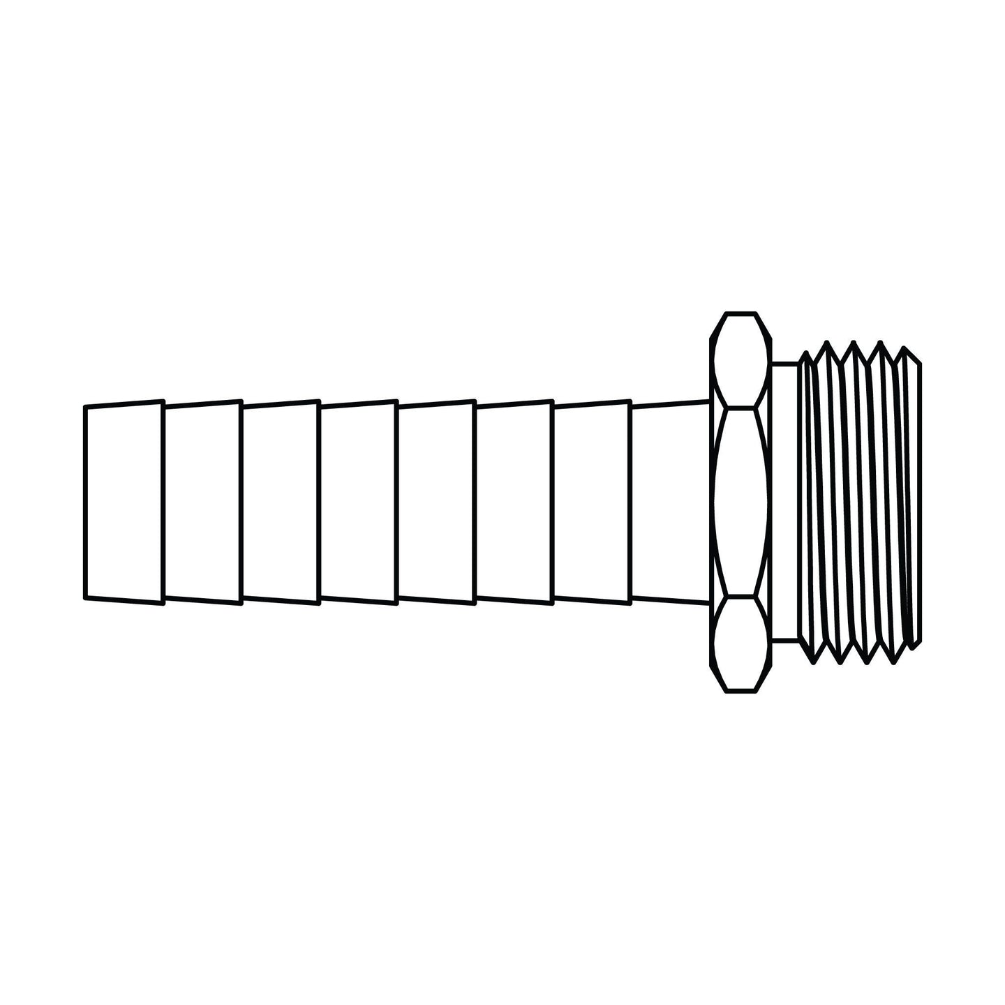 4144 - L - 10 - 12 Long Shank Garden Hose Barb (GHB) to GHT, Brass - GetHydraulics