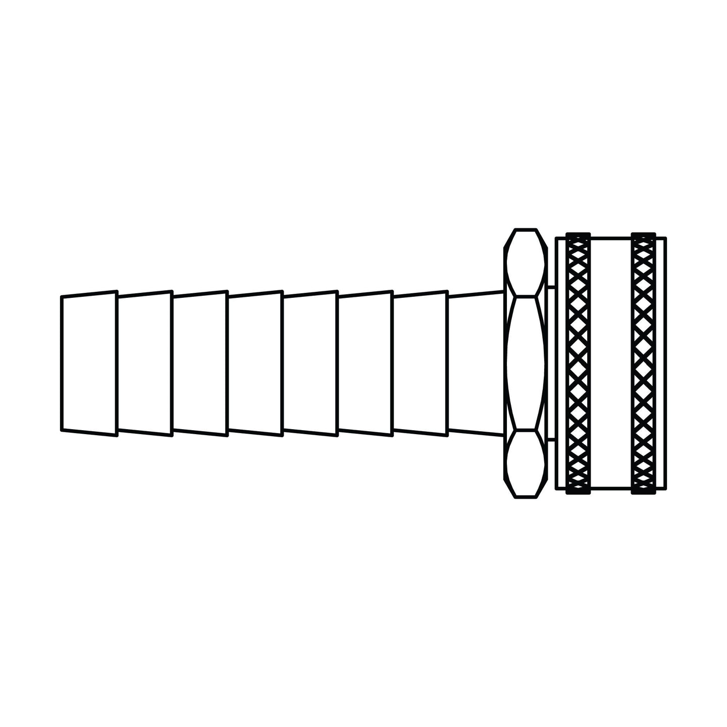 4145 - L - 10 - 12 Long Shank Garden Hose Barb (GHB) to GHT, Brass - GetHydraulics