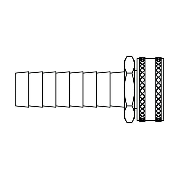 4145 - L - 10 - 12 Long Shank Garden Hose Barb (GHB) to GHT, Brass - GetHydraulics