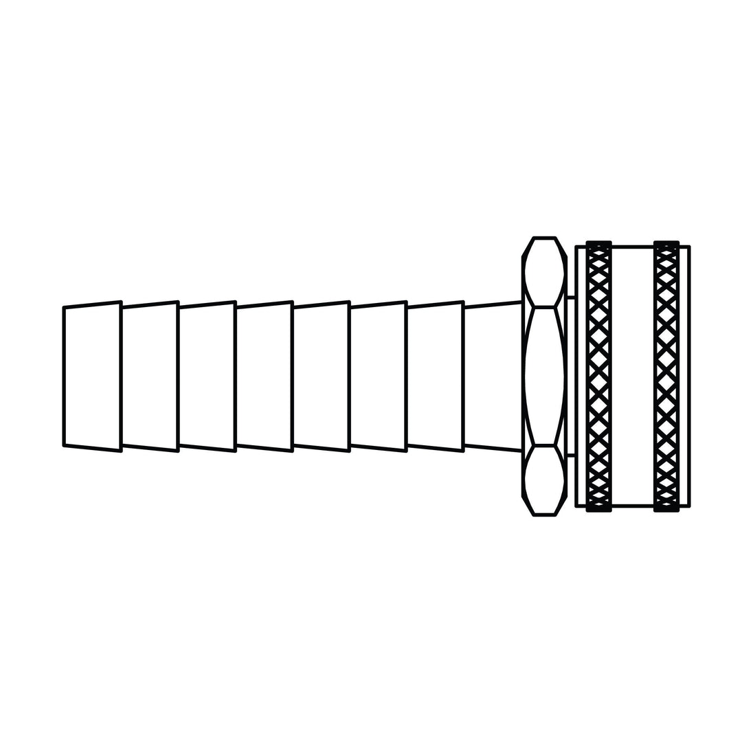 4145 - L - 12 - 12 Long Shank Garden Hose Barb (GHB) to GHT, Brass - GetHydraulics