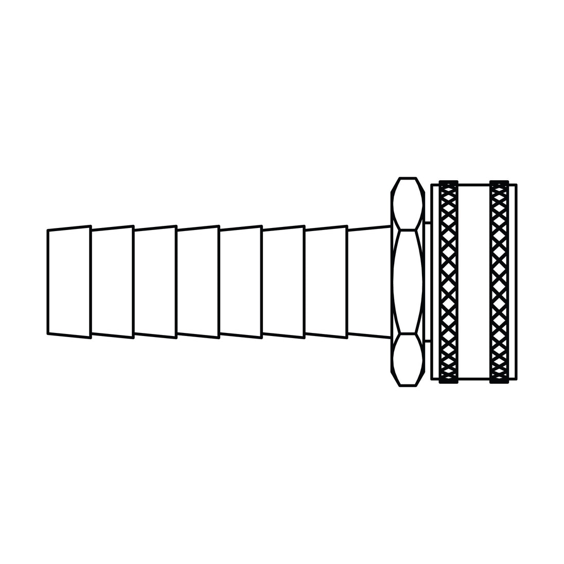 4145-L-10-12 Long Shank Garden Hose Barb (GHB) to GHT, Brass