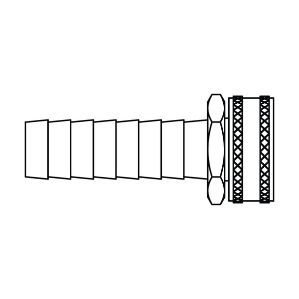 4145-L-10-12 Long Shank Garden Hose Barb (GHB) to GHT, Brass