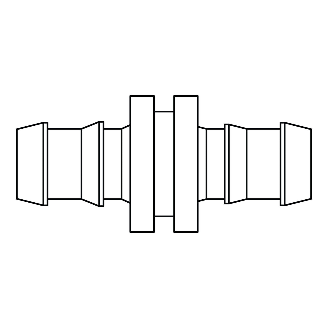 4300 - 06 - 06 Push - on Barb Hose Splicer, Brass - GetHydraulics