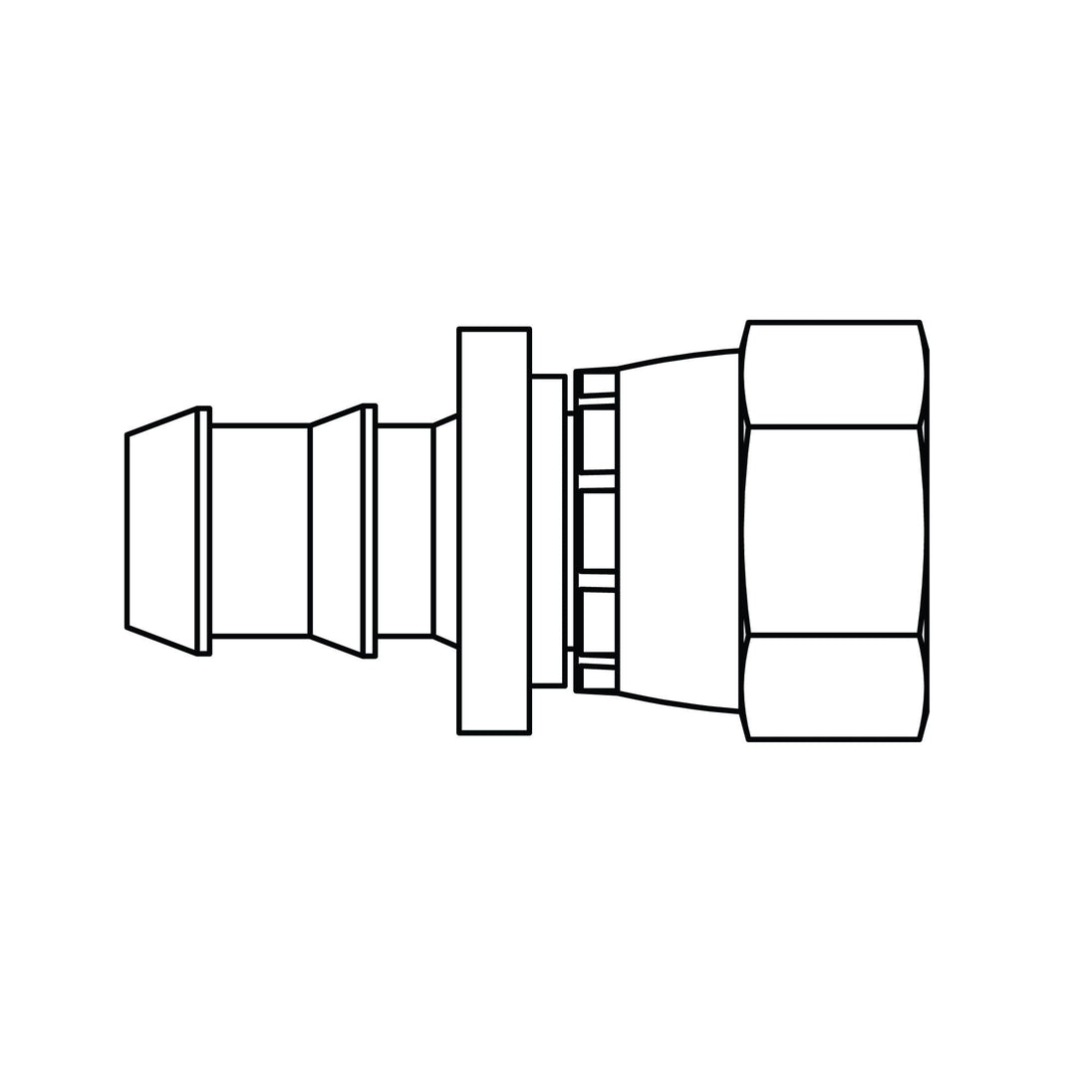 4301 - 04 - 06 Push - on Barb to SAE 45° Swivel, Brass - GetHydraulics