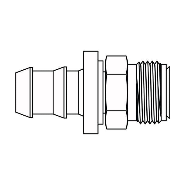 4303-05-06 Push-on Barb to SAE 45° Inverted Flare, Brass