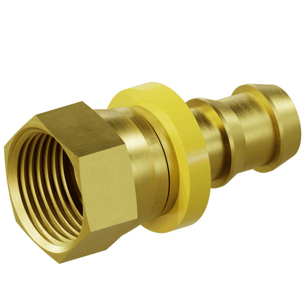 4311 - 05 - 05 Push - on Barb to JIC Swivel DUAL SEAT 37/45°, Brass - GetHydraulics
