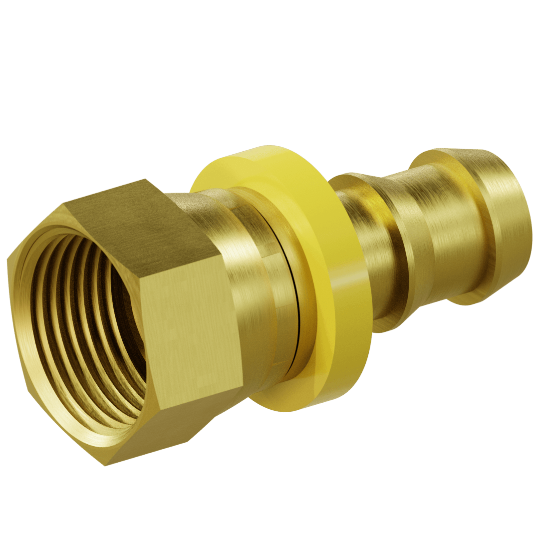 4311 - 06 - 06 Push - on Barb to JIC Swivel DUAL SEAT 37/45°, Brass - GetHydraulics