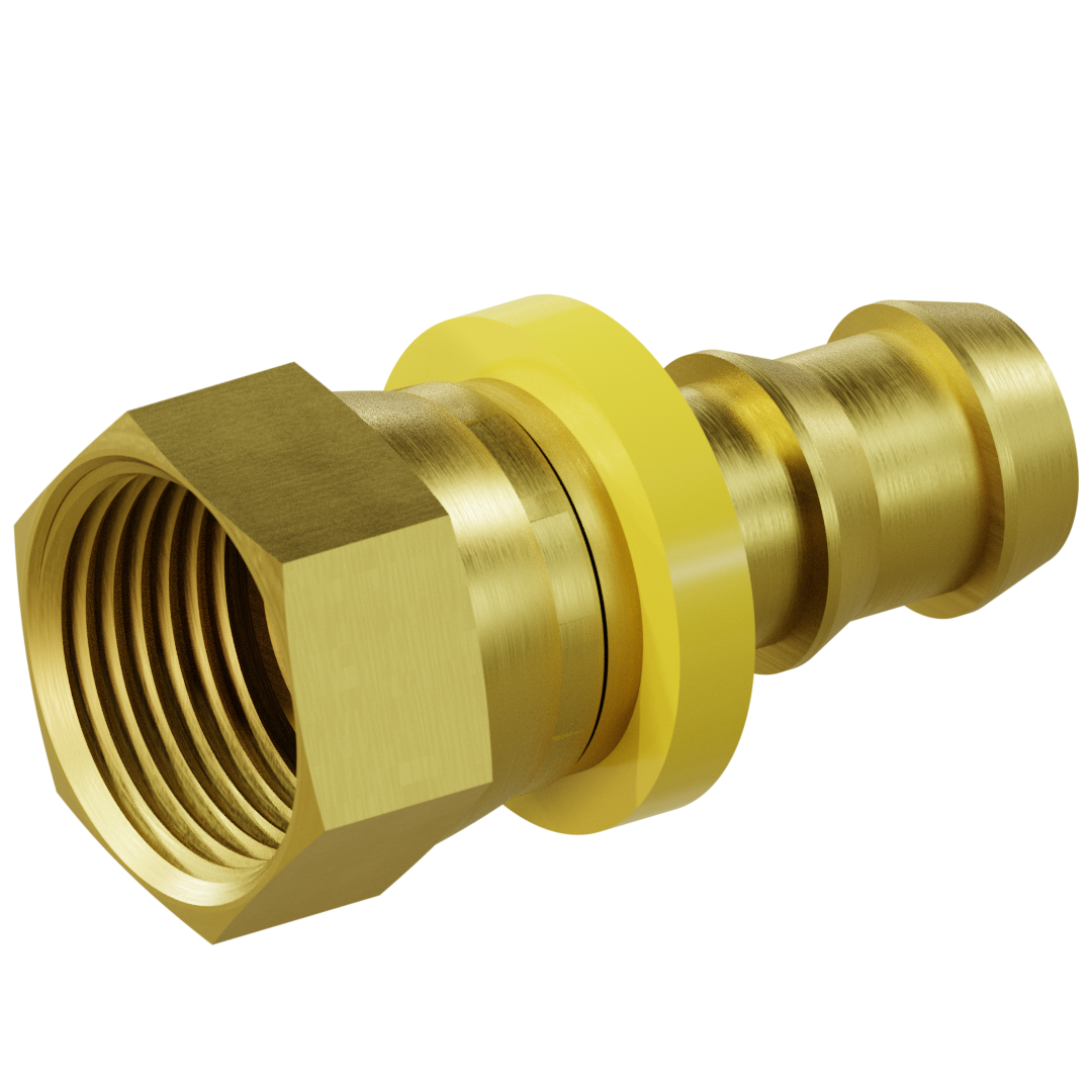 4311-06-06 Push-on Barb to JIC Swivel DUAL SEAT 37/45°, Brass