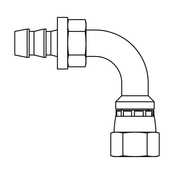 4330 - 04 - 04 Steel Push - on Barb to JIC Swivel 90° Bent Tube, Brass - GetHydraulics