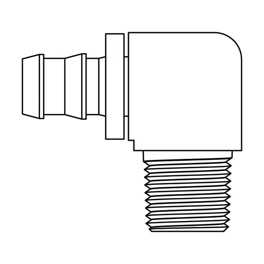 4390 - 06 - 06 Push - on Barb to Pipe Elbow 90°, Brass - GetHydraulics