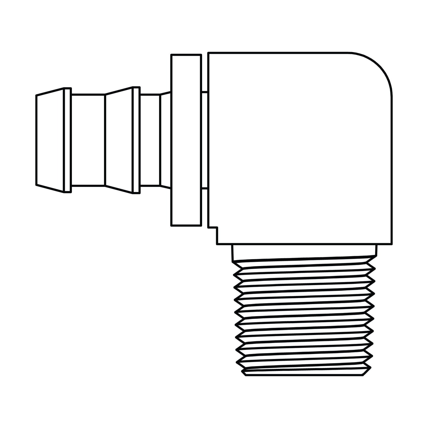 4390 - 06 - 08 Push - on Barb to Pipe Elbow 90°, Brass - GetHydraulics