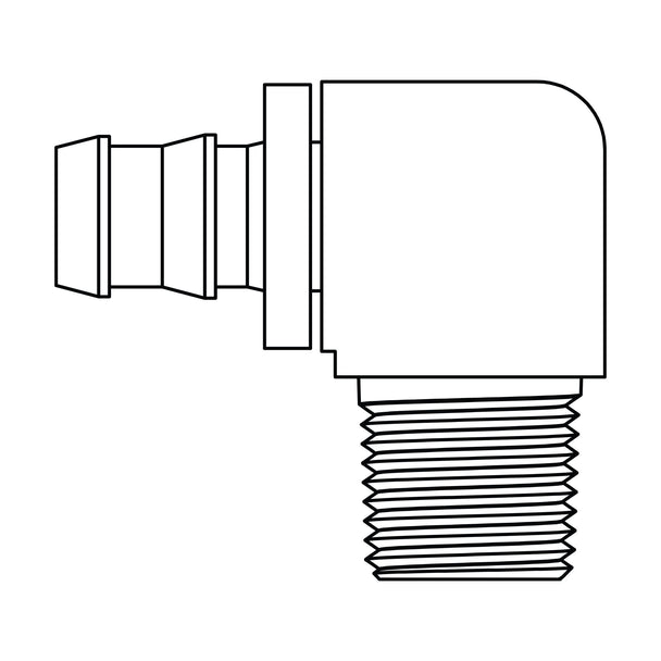 4390-04-02 Push-on Barb to Pipe Elbow 90°, Brass