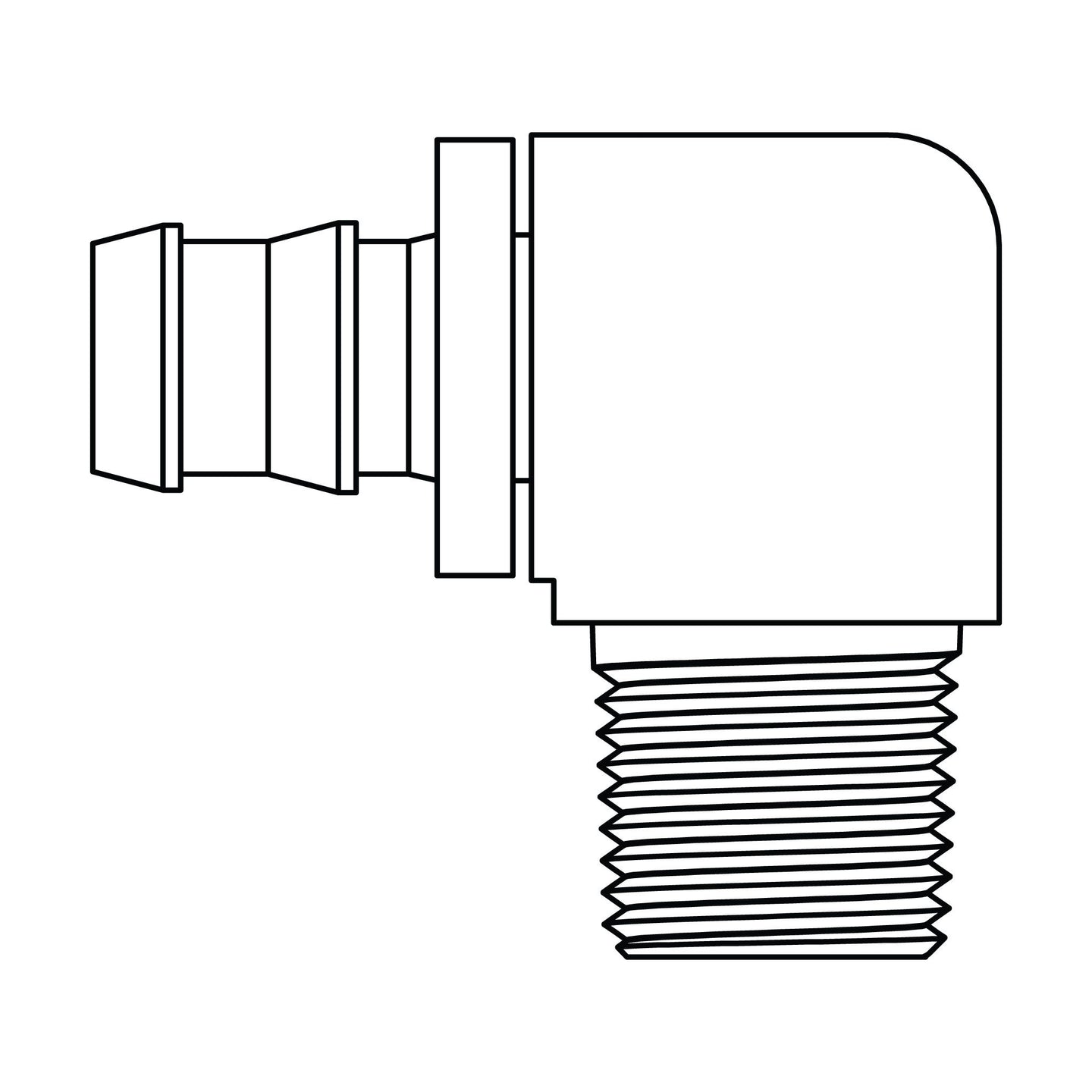 4390-10-08 Push-on Barb to Pipe Elbow 90°, Brass