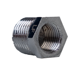 45502LFCP Hex Bushing, 3/8 in MIP x 1/4 In FIP, Bronze, Chrome-Plated