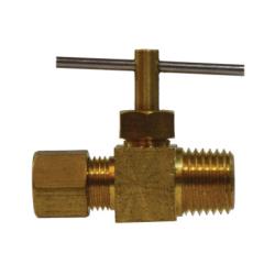 46003 Needle Valve, 1/4 x 1/4 in Nominal, Compression x MIP, 150 psi Pressure, Brass Body - GetHydraulics.com