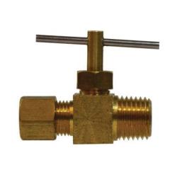 46005 Needle Valve, 3/8 x 1/4 in Nominal, Compression x MIP, 150 psi Pressure, Brass Body - GetHydraulics.com