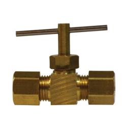 46022 Needle Valve, 5/16 in Nominal, Compression, 150 psi Pressure, Brass Body - GetHydraulics.com