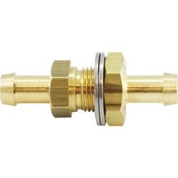 46541 Bulkhead Connector, 3/8 - in Hose Barbed x 3/8 - in Hose Barbed, Brass - GetHydraulics.com