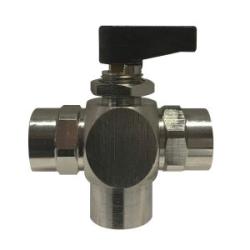 466901 Mini Ball Valve, 1/4 in Nominal, FIP, 3 - Way - Port/Way, 250 psi Pressure, Brass Body - GetHydraulics.com