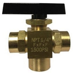 46956 Instrumentation Ball Valve, 1/4 x 1/4 x 1/4 in Nominal, FPT x FPT x FPT, Brass Body - GetHydraulics.com