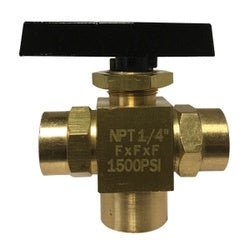 46956F Miniature Ball Valve, 1/4 in Nominal, FIP x FIP x FIP, 3 - Port/Way, Brass Body - GetHydraulics.com