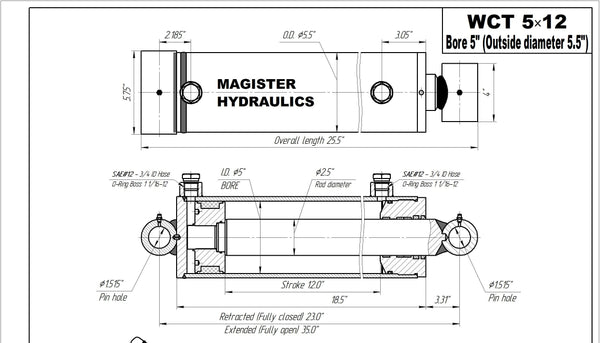 5" Bore Cross Tube Hydraulic Cylinders - GetHydraulics