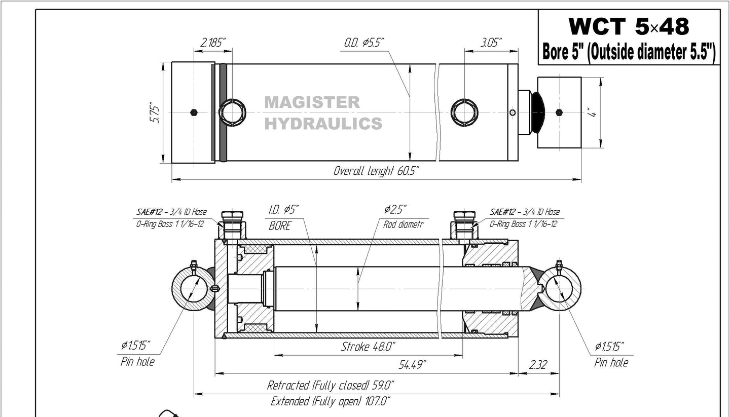 5" Bore Cross Tube Hydraulic Cylinders - GetHydraulics